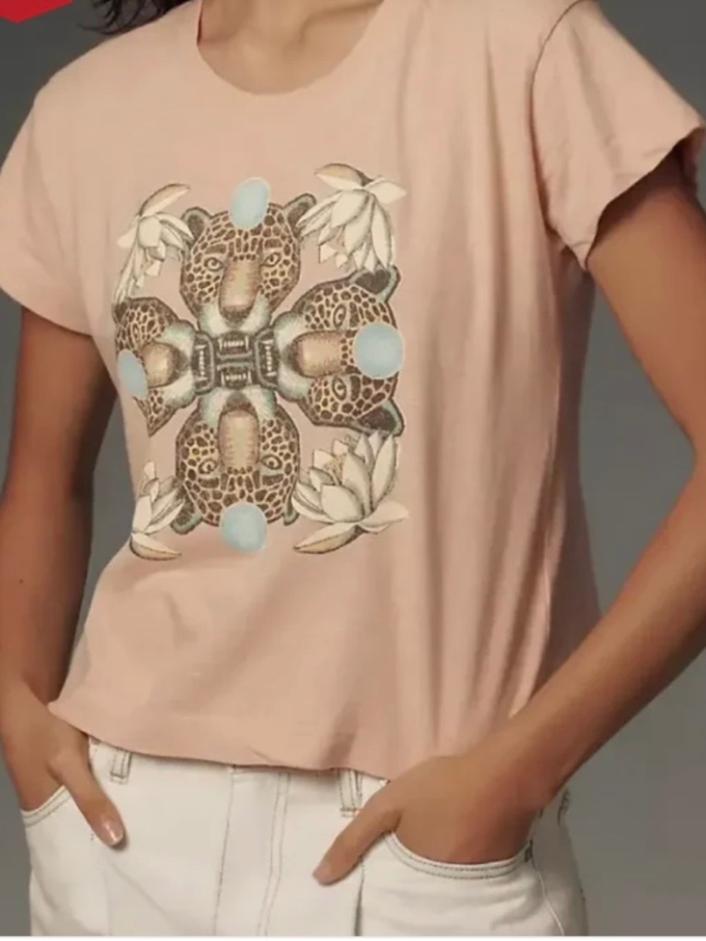 Pilcro from Anthropologie Cheetah Graphic Tshirt- L